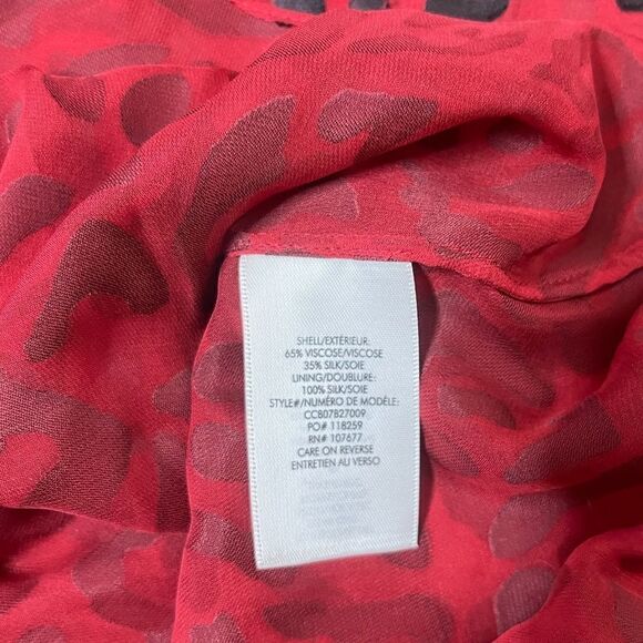 Alice + Olivia Red Willa Placket Leopard Burnout Blouse - Picture 15 of 15